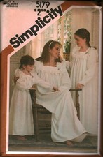 5179 Vintage Simplicity SEWING Pattern Misses Girls Nightgown Cottagecore UNCUT