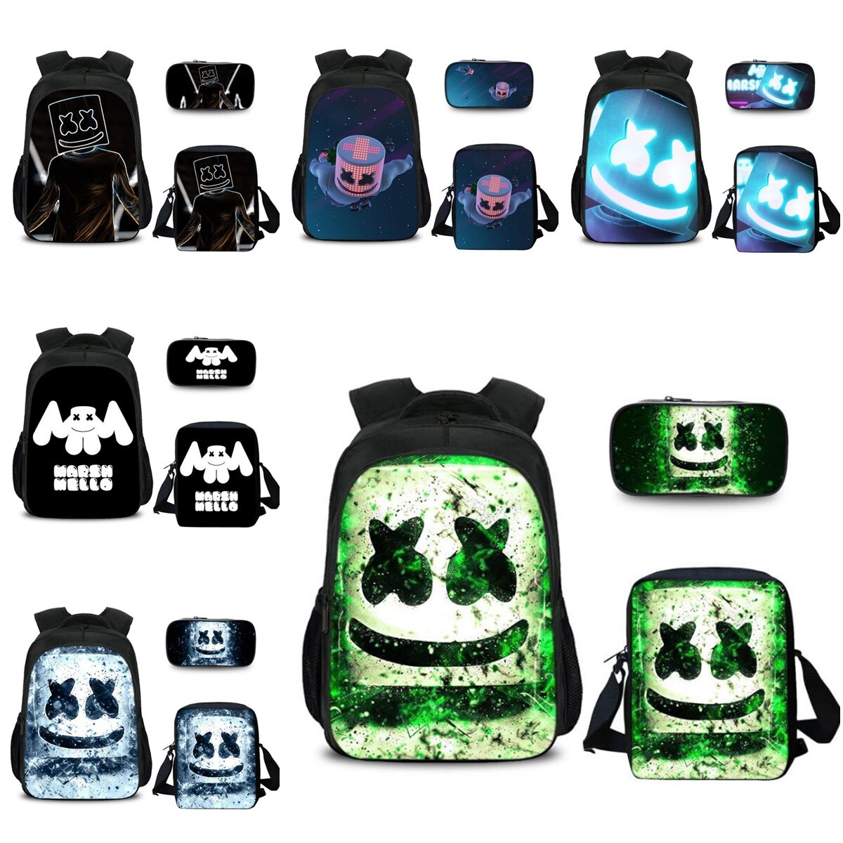Marshmello DJ Backpack Shoulder Bag Stationery Pen Bag Kids