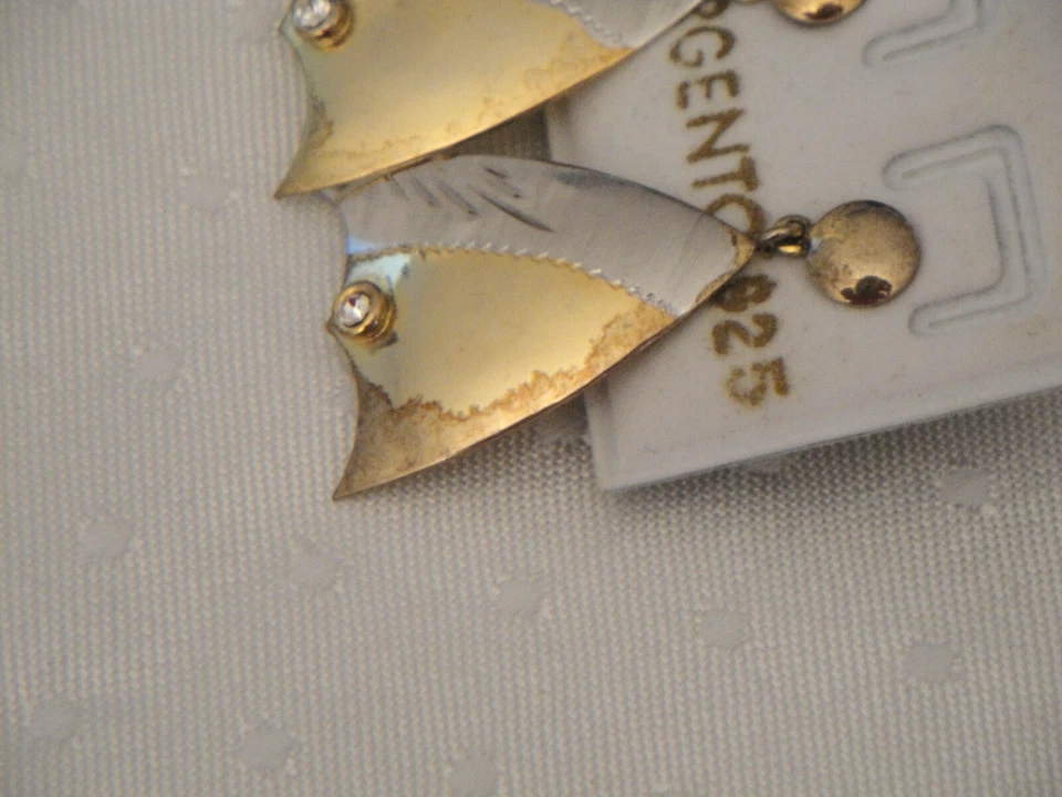 Orecchini vintage in Argento 925 massiccio italiano placcato oro a specchio - Immagine 4 di 4