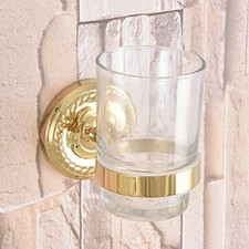 Gold Color Brass Wall Mounted Bathroom Toothbrush Holder with Single Cup Zba591