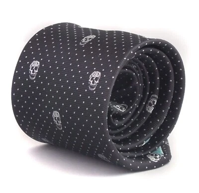 Frederick Thomas Designer Herren Krawatte - Schwarz - Skull Gothic Polka Dot - Bild 1 von 3