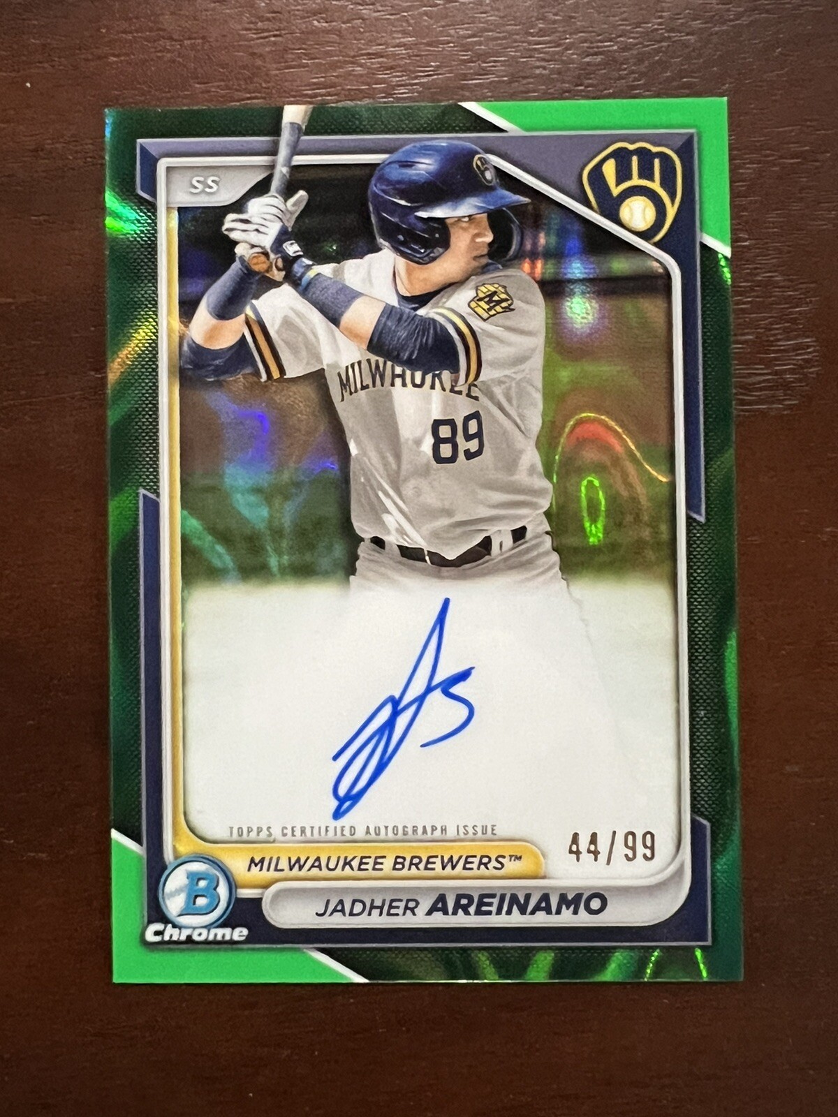 2024 Bowman Jadher Areinamo Chrome Auto Green refractor /99 CPA-JA