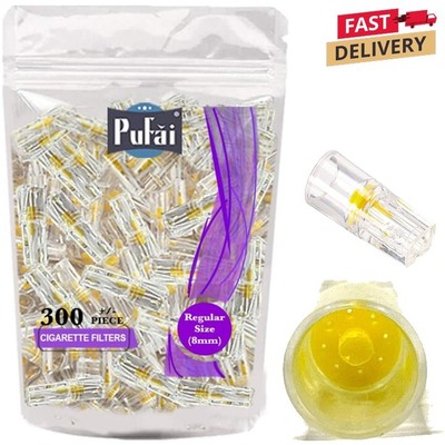 Pufai Disposable Cigarette Filters Compatible Type 8mm Tar Holder 300 Per Pack