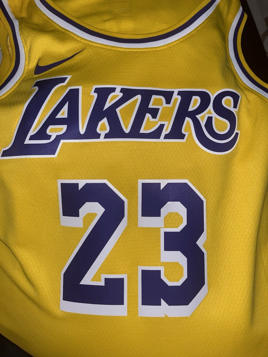 Nike Los Angeles Lakers LeBron James #23 NBA Jersey Size 48 Yellow
