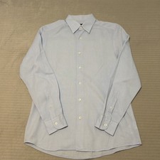 Ermenegildo Zegna Men Blue soild Dress Button Up Shirt Long Sleeve Size M