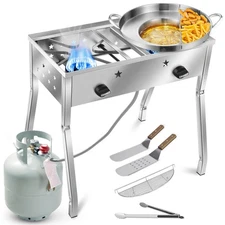 ARC Comal Taco Maker Set With Double Burner Propane Stove, Cazo Fryer for Tacos