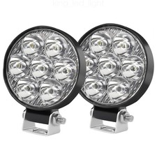 2x 2.5 Round 7 Led Utility Flood Work Light Truck Tractor Plow 1500 Lumens 12v