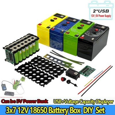 12V 3S7P Rechargeable Battery Box with Display+40A BMS+Holder +Nickel+2A Charger