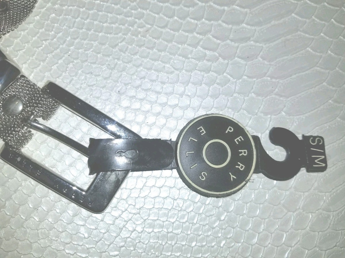 New Perry Ellis Mesh Silver Unisex Belt. S/M 32