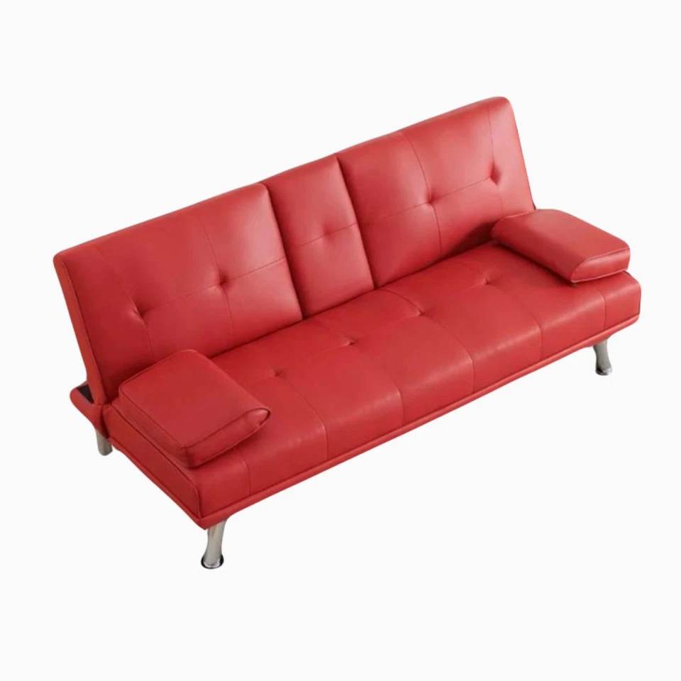 Sofá sofá de cuero sintético rojo nuevo en caja puede optar por no añadir las patas Foto 4 de 4