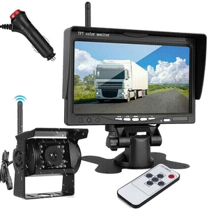 1080P Caméra de sauvegarde sans fil w/ 7" Moniteur pour remorque de camion Caravan RVs 12-24V