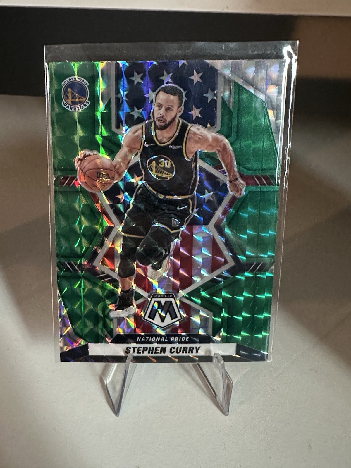 2021-22 Panini Mosaic - National Pride Stephen Curry #247 Green Mosaic Prizm