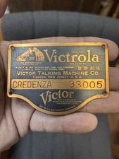 Antique Victor Victrola Talking Machine ID Tag Plaque Badge Plate