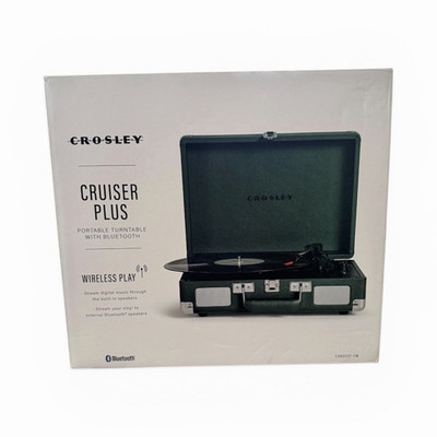 Crosley Cruiser Plus Portable Turntable Bluetooth 3-Speed Black Record Player