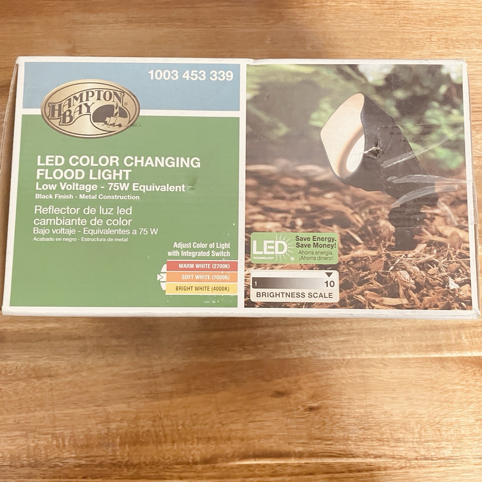 Hampton Bay Low Voltage Black Adj Light Color LED Outdoor Flood Light, New 339