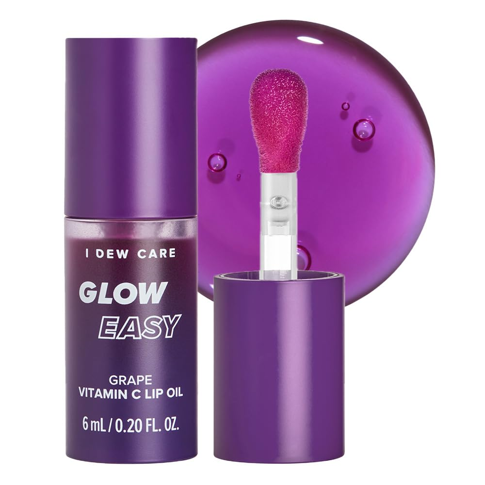 Glow Easy Grape Lip Gloss with Jojoba Oil & Vitamin C - Pigmented Glossy Stain