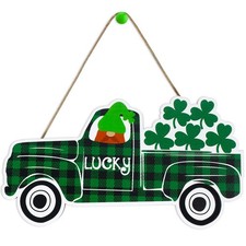 St Patrick's Day Wooden Hanging Decor for Front Door Welcome Sign Irish Lucky Tr