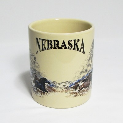 Nebraska Souvenir Kaffeebecher Tasse Wildpferde Sansegal Everyware Vintage 1994