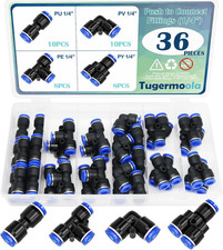 36PCS 1/4"OD Push to Connect Fittings Kit Quick Connect Air Hose Fittings 1/4...