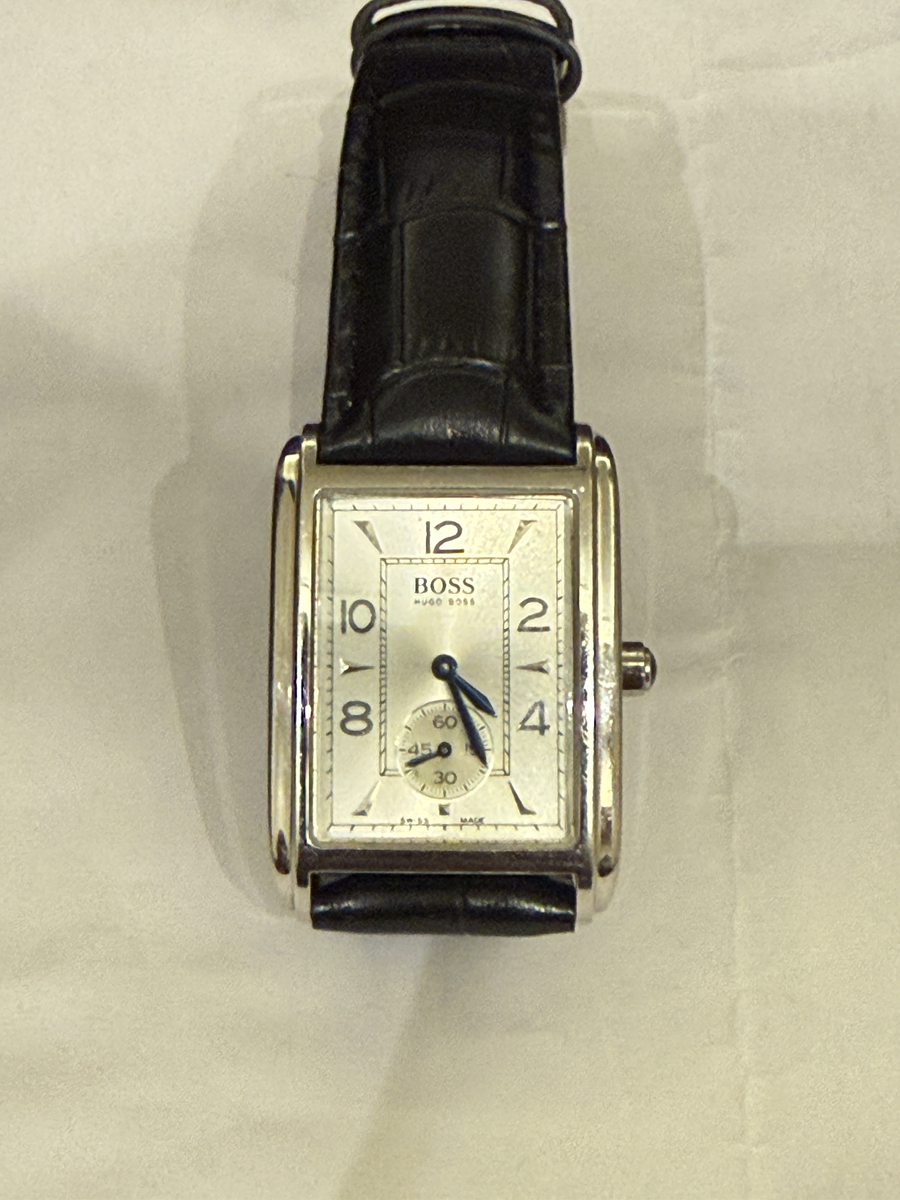 Hugo Boss mens Metropolis tank swiss made silver dial 1100 suit
