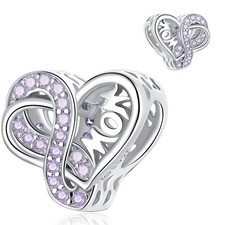 Sterling Silver Mom Birthstone Charm for Bracelets and Necklaces  Heart Infinity