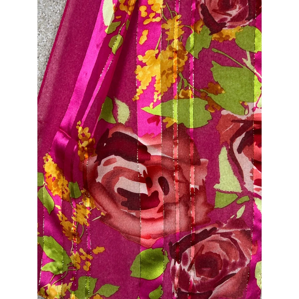 Jones New York Rosa Floral Bufanda Rosas Ligero Seda Moda Accesorio Foto 4 de 4