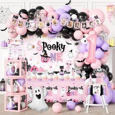 Spooky Pink Halloween Party Supplies Kits for Girls Birthday Decorations