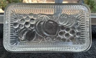 Vintage Federal Glass Refrigerator Dish Fruit Pattern Lid Ribbed Rectangular 9x5