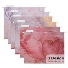 18 PCS 3 Rose Design Decorative Hanging File Folders Letter Size 1/5Cut Tab