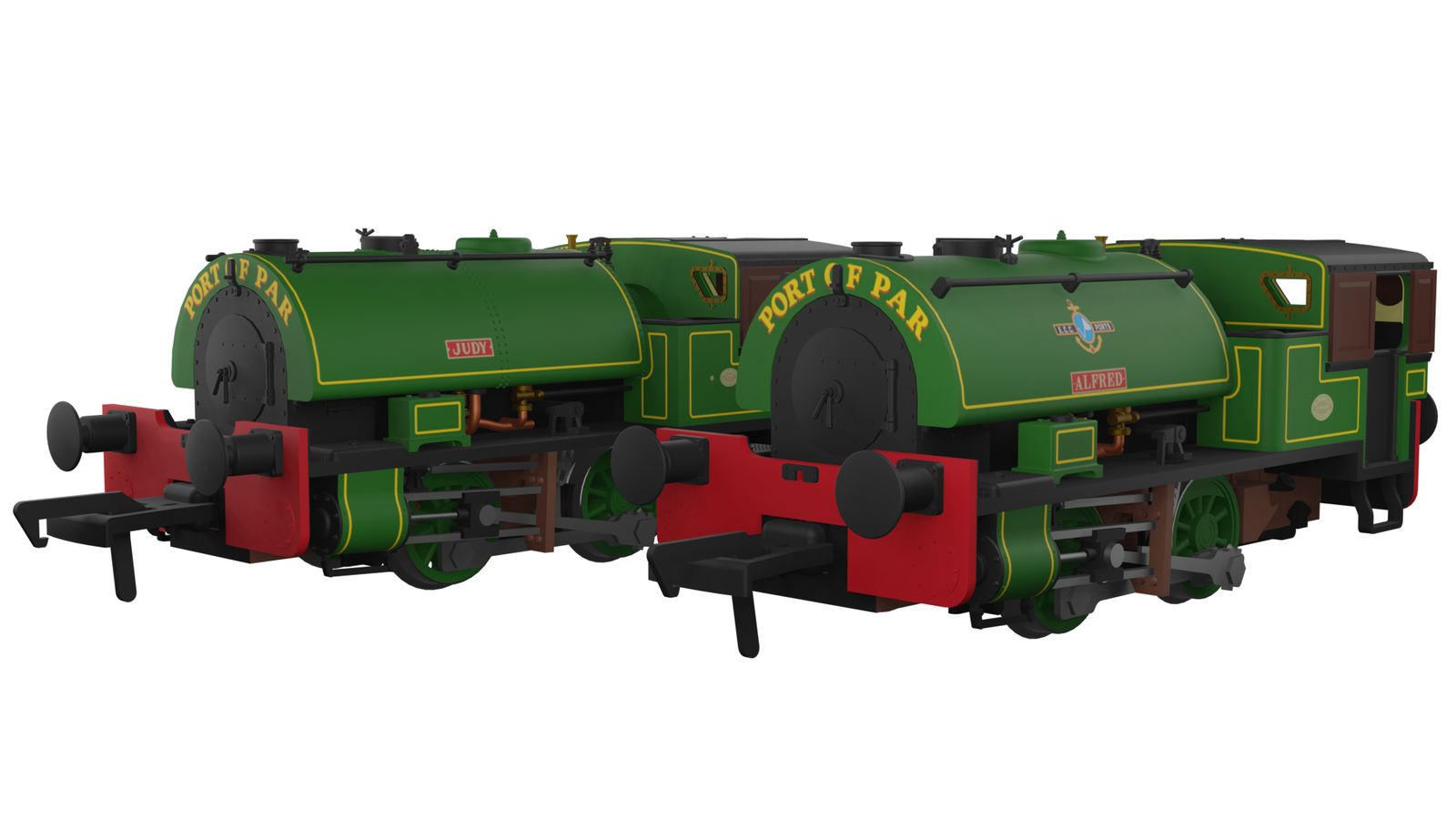 Rapido Trains 968502 OO Gauge Port of Par Bagnall’s Twin Pack-Lined Lt Grn (DCC