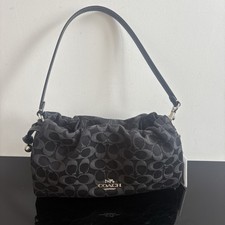 Coach CDE45 Faye Shoulder Bag Black Signature Denim 2WAY Silver HW Outlet Japan