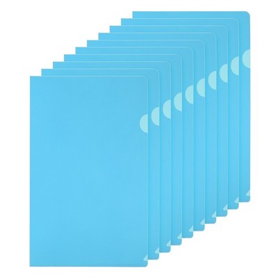 L Type Folders 50 Pack A4 Plastic File  Pockets Clear Jacket Sleeves Sky Blue