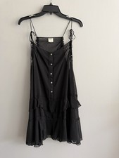 New Intimately Free People M Polka Dot Slip Dress  Tiered Tunic Black F744M797