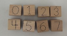Wood Stamp Set Lot of 8 Number Rubber Craft Stamps Scrapbooking Card Making.