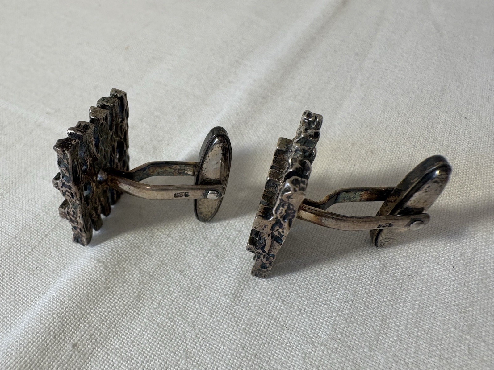Vintage Cufflinks Solid Silver 835 Mid Century Mo… - image 6
