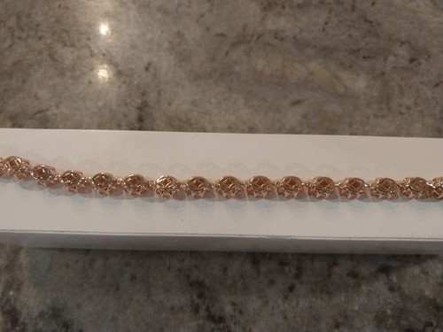 Morganique Quartz (Triplet) Link Bracelet/18KVermeil RGold/Sterling,Sz 7.25 OR8" - Picture 9 of 15