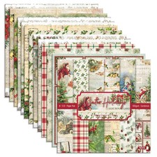6 x 6 Winter Holiday Theme Christmas Cardstock, 24 Sheets Scrapbooking Suppli...