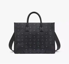 MCM MÜNCHEN TOTE IN VISETOS Leather Bag Designer Shoulder Bag.