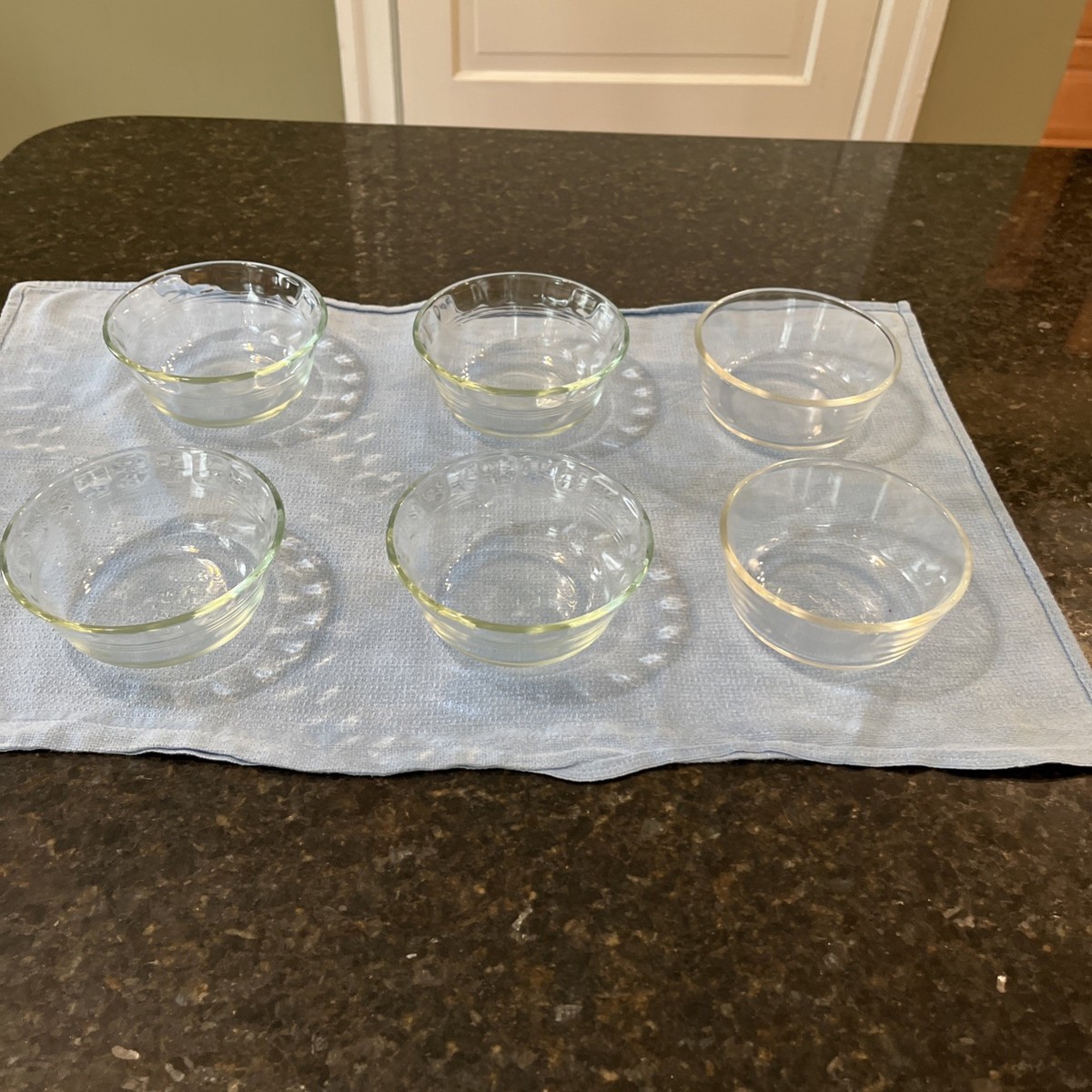 4 Pyrex #464 Clear Scalloped Edge Custard Cups Ramekins 10oz + 2 Anchor  Hock (B) | eBay