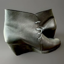 Arche Boots Size 38.5 Eu 7.5 Us Gunmetal Gray Leather Bootie Wedge Heel Bootie