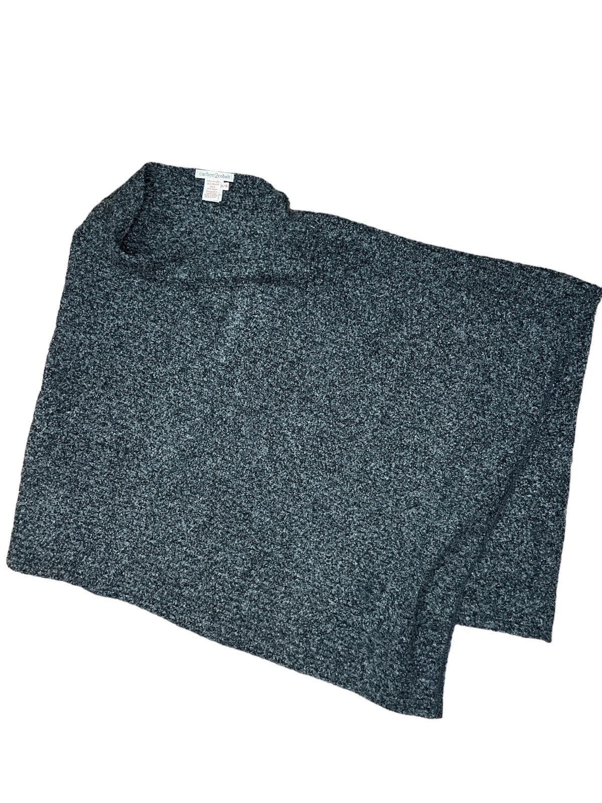 Carbon 2 Cobalt Womens One Size Merino Wool Blend Knit Poncho Sweater Dark Gray