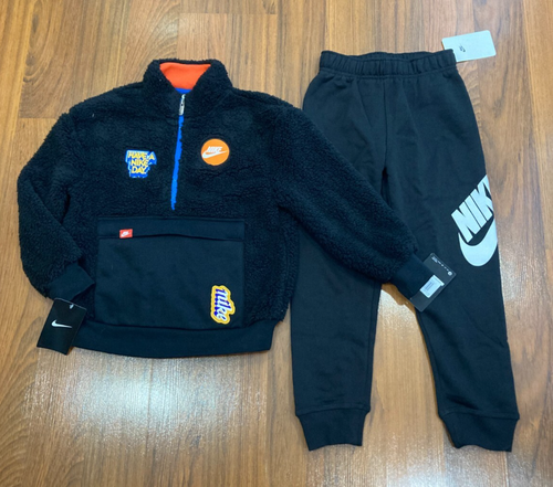Nike Youth Boy's Sweater PANTS Tracksuit 2pc Size 7 Black New