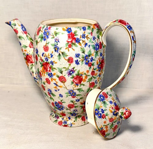 Royal Winton Grimwades Teapot “Old Cottage” Chintz RARE Shape 8”T Vintage Numbrd - Picture 7 of 10