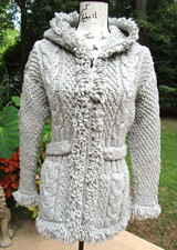 100 Wool Cardigan Sweater Ecuador XS-S Gray