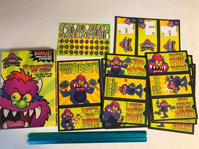 My Pet Monster Valentine Cards Stickers SEALED 2001 Original minor wear to box