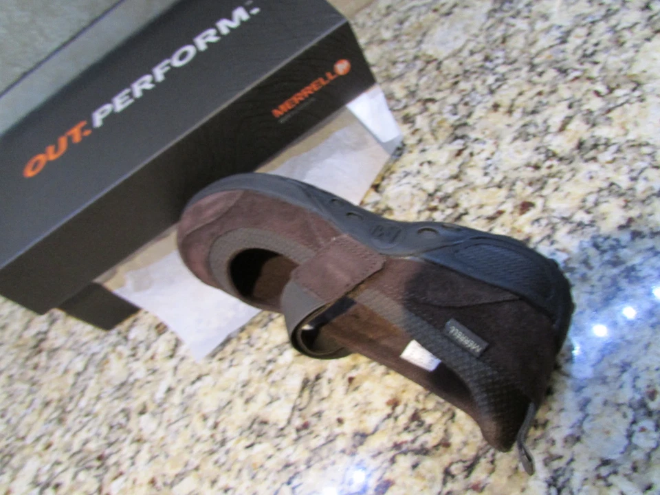 NEW MERRELL JUNGLE MOC MARY JANE SHOES GIRLS YOUTH 6 WOMENS 7-8 BROWN SUEDE - Image 2 of 4