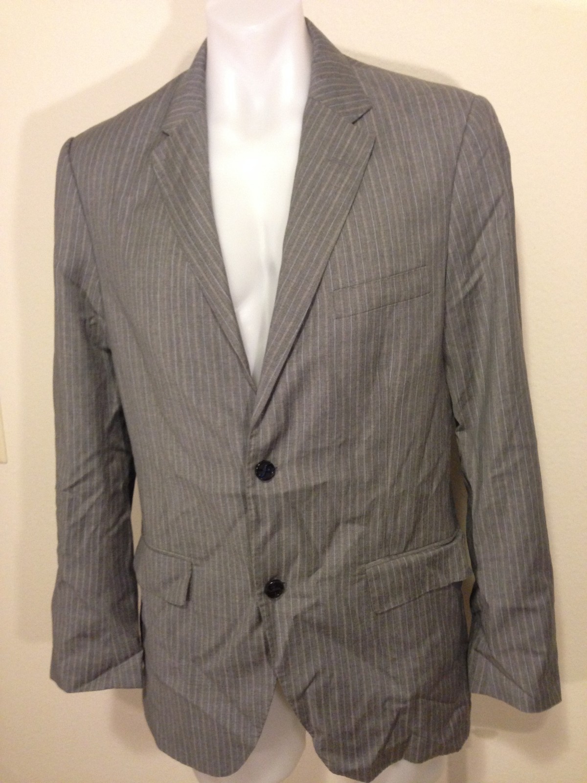 DYLAN GEORGE Men's Suit Sport Coat Blazer Jacket SZ LG Gray Pinstripe 2 Button