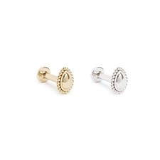 14K REAL Solid Gold Beaded Teardrop Stud Helix Tragus Cartilage Earring 16G