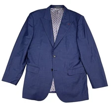 Indochino 100% Wool Peak Lapel Navy Check Blazer Sz 42R (READ DESCRIPTION)