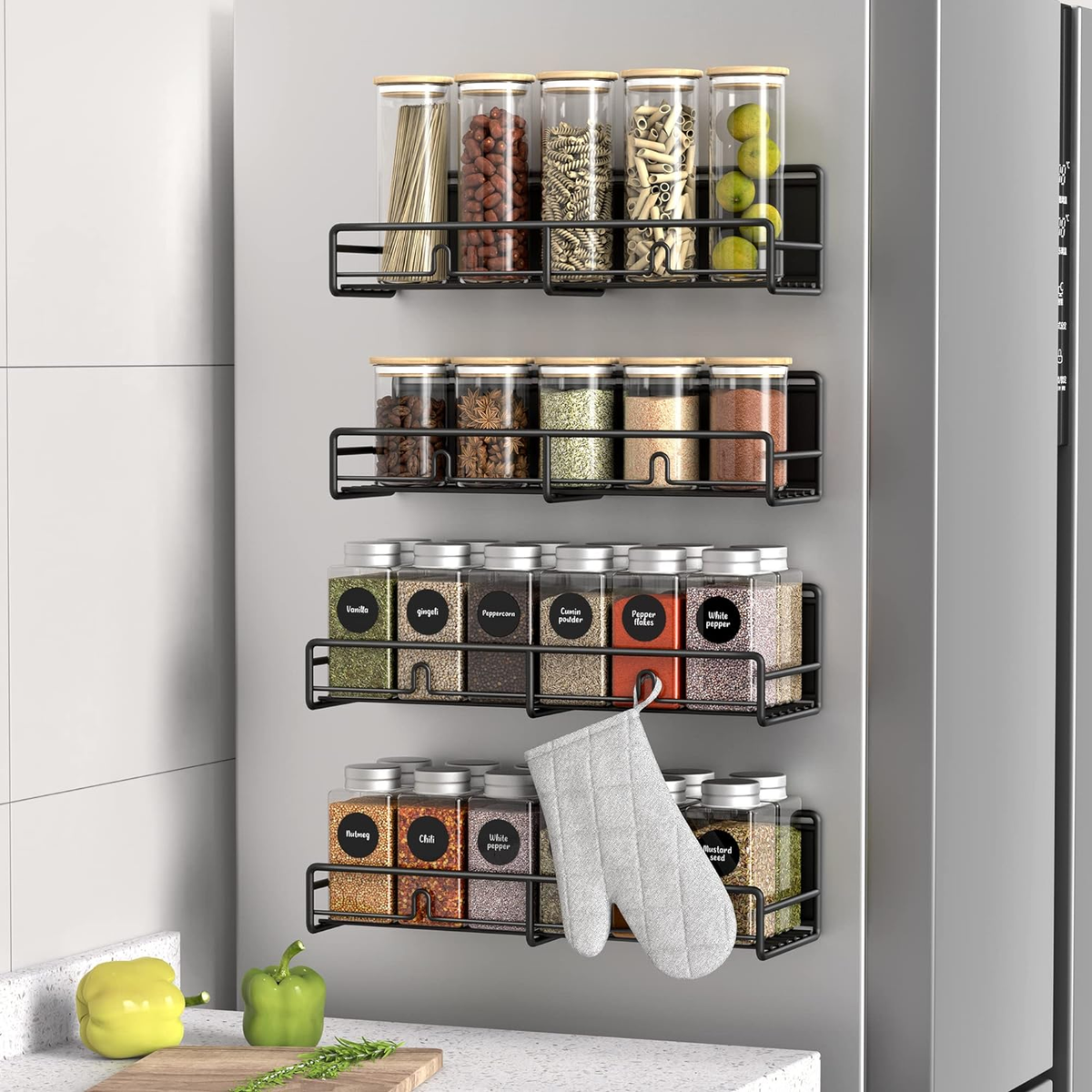 Magnetic Storage Rack Spice Jars Magnetic Shelf For Fridge Holocky